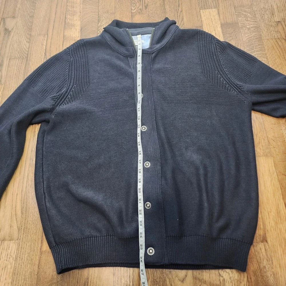 Carbon 2 Cobalt Jacket Men's Large Cable Knit‎ Full Zip Lined Heavyweight Black